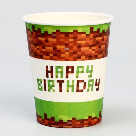 A one -time paper glass "Happy Birthday!", 250 ml, set 6 pcs-1