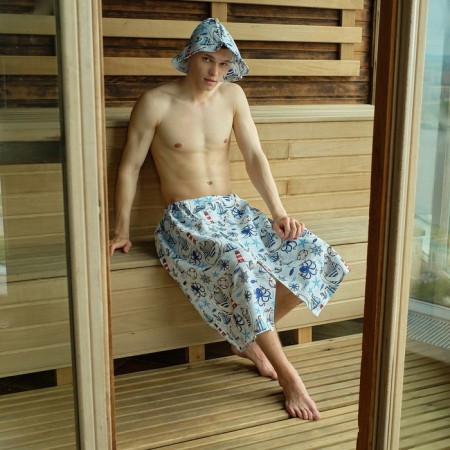 Set for the sauna Ethel "Captain" Kilt 75*144 cm + hat, waffle 200g/m2, 100% HL-1