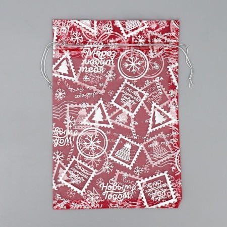 Bag Gift Organza "New Year's Post", 16 x 24 cm +/- 1.5 cm, New Year-5