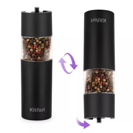 A set of electric mills KitFort KT-6009, gravitational, metal, from batteries, 2 pcs-1