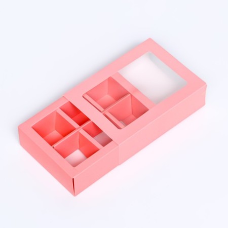 Box for sweets 6 pcs, pink, 13.7 x 9.85 x 3.86 cm-2