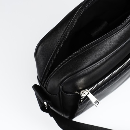 Male bag over the shoulder, Textura, artificial leather, black color-4