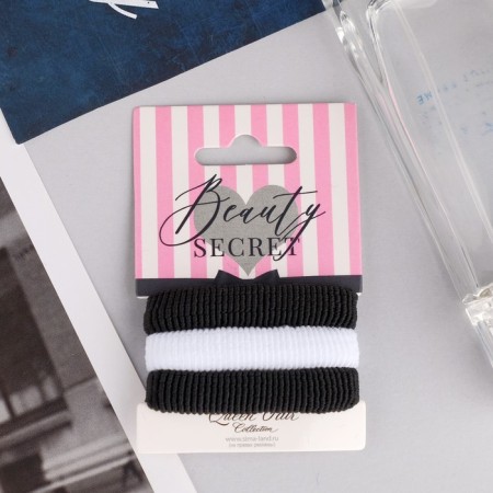 Hair gum "Secrets of beauty" (set 3 pcs) 5.5 cm, black white