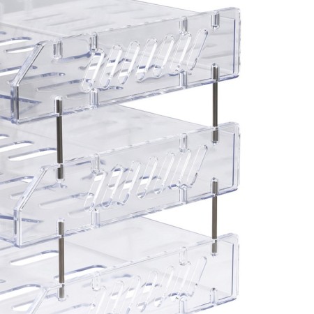 A set of horizontal paper trays with wide loading, City, 3 pcs., On metal rods, transparent-4