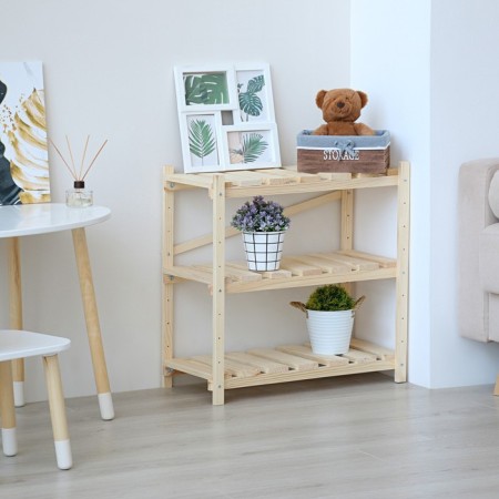Wooden rack reinforced, 3 shelves, screw connection, adjustable shelves 60x60x30 cm