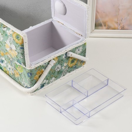 Casket for needlework "Green Flower Polyanka" 19x26x14.5 cm-6