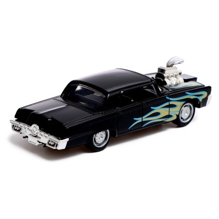 Metal Muscle Car, scale 1:32, light and sound, inertia, black color-2