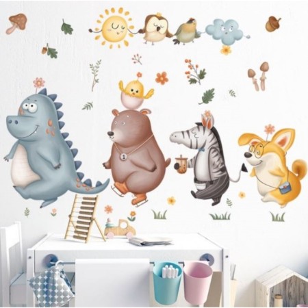 Stick plastic interior color "animals on a walk" set 2 sheets 30x85 cm