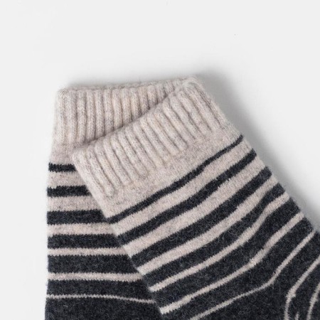 Male socks made of Mongolian wool in stripes, gray color, size 27 (40-42)-1