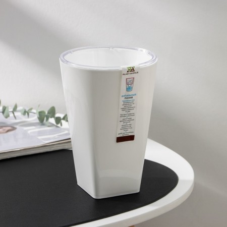Kashpo for flowers with an insert "Grace", 1.4 l (800 ml), white color-7