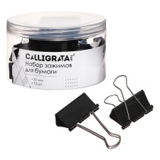 A set of clamps for papers of black 51mm 12 pieces, in a plastic tube