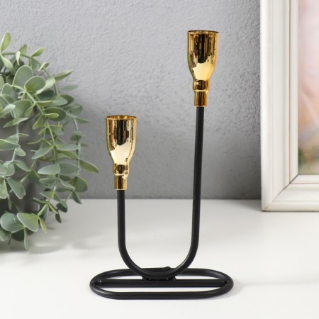 Summary Metal for 2 candles "Singer" black with gold 10x10x23.5 cm-1