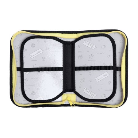 Penal 3 sections, tab inside, 140 x 210 x 40 mm, fabric, calligrata top block "Bloody yellow"-3