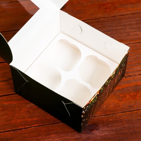 Packaging for 4 cupcakes with the "Happy New Year" window, 16 x 16 x 10 cm-6