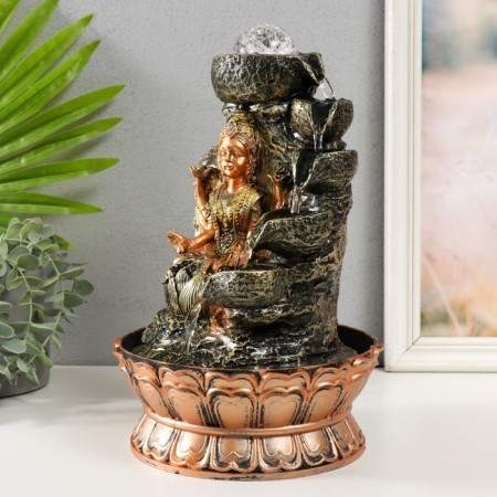 The desktop fountain from the network, the backlight "Lakshmi in gold under the waterfall" 20x20x30 cm-2