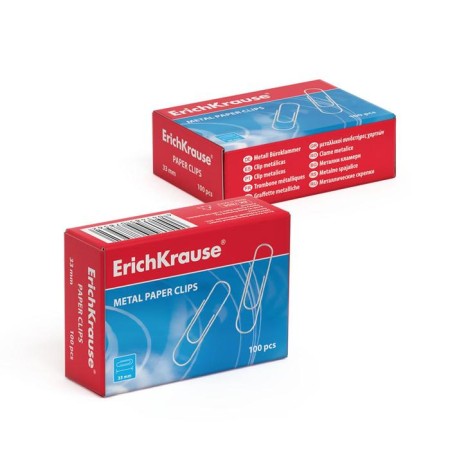 Office paper clips 33mm, 100pcs, galvanized, erichkrause, cardboard packaging-2