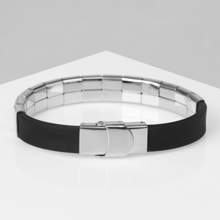 Bracelet Unisex "Style" rectangles, black color with silver, 21 cm-2