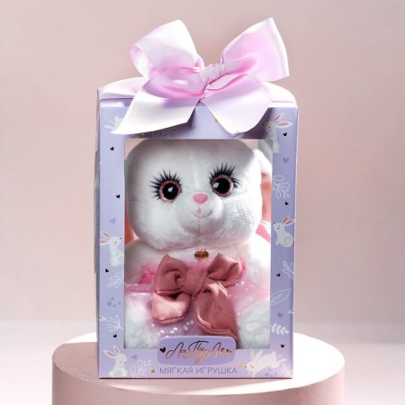 Soft toy "Bunny La Pu", in a dress, with a crown-4