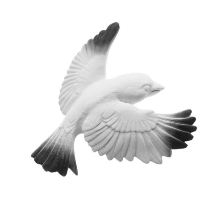 Decoration wall -mounted, gypsum panel "birds" 5 pcs, white with black wings-6