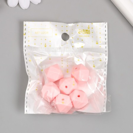 Busina silicone "polyhedron" light pink d = 1.4 cm-3