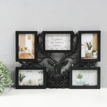 Photo frame Plastic in 5 photos 10x15 "Noble deer" Black 48x33x2.5 cm