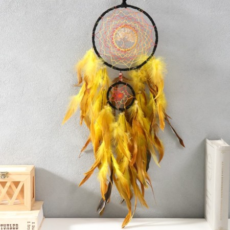 Dreaming Catcher 2 Rings "Tree of Life" yellow d = 7 b and 16 cm 16x63 cm