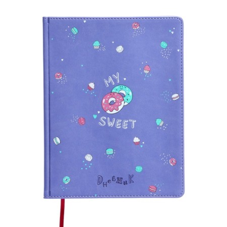Universal diary for grades 1-11, 48 sheets, My Sweet. Donuts, covering artificial leather, lies, tinted block