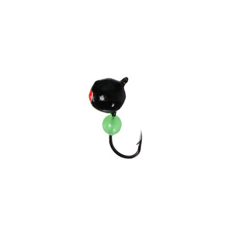 Mormyshka fraction black, red eye + ball green, weight 1.15 g-1