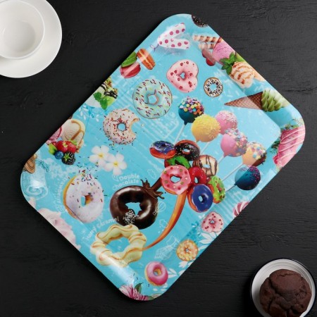 Plastic rectangular “coquetry” plastic tray, 37.5 × 28 cm, mix drawing-3