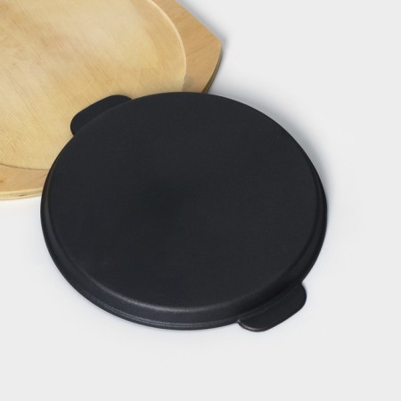 The cast -iron pan on the wooden stand “Circle. Grill ", 27.3 × 24 cm, black color-2