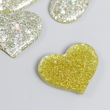 Decor for creativity plastic "Brilliant heart" gold 3.1x3.7 cm-1