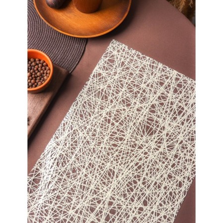 Openwork napkin for the table "Confusion", 45 × 30 cm, beige color-2