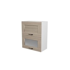 Cabinet hinged lyre 600x300x720 with 2 doors with a white glass/quadro shimo bright