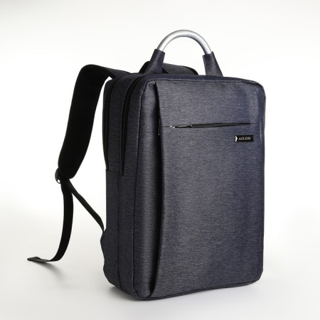 City backpack on a zipper, 2 pockets, with USB, blue color-2