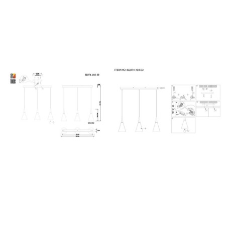 Suspended chandelier ST LUCE. SL874.103.03. GoCce. 3x40 watts, E27, 80x14x30 cm, chromium color-3