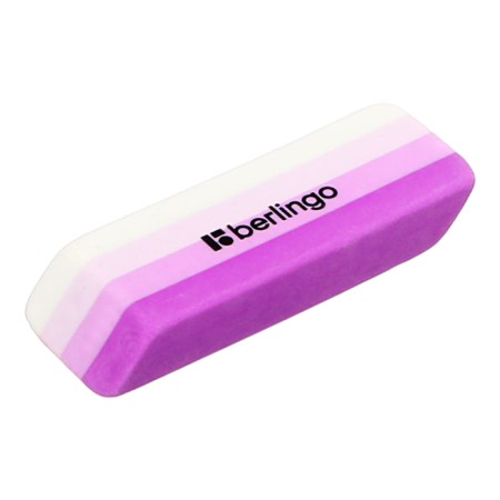 Eraser Berlingo 50*19*9mm "Stripes", rectangular, beveled, thermoplast. rubber, assorted colors 5-1