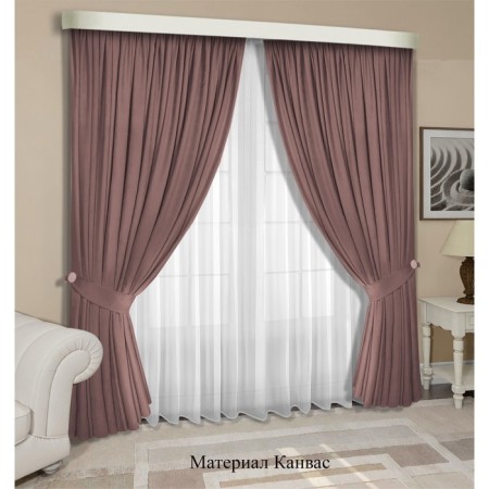 Set of curtains "Canvas", size 270x300 cm, 2 pcs, color dusty rose-1