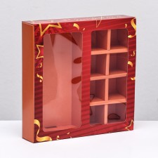 Box for 8 sweets + chocolate, with a window, 