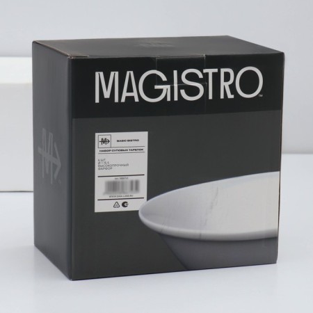 A set of platform plates of deep Magistro Basic Bistro, 6 objects: 450 ml, d = 15.5 cm, white color-6