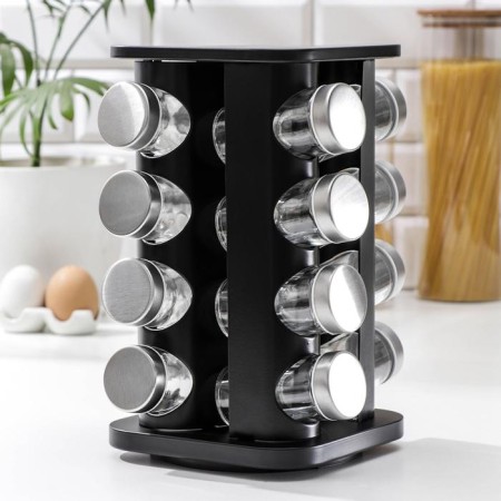 Set for glass spices on the stand “Chef”, 90 ml, square, 16 pcs