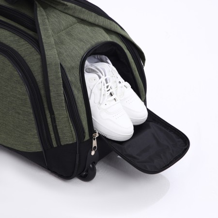 Road bag on wheels, 3 outer pockets, black color/hack-4