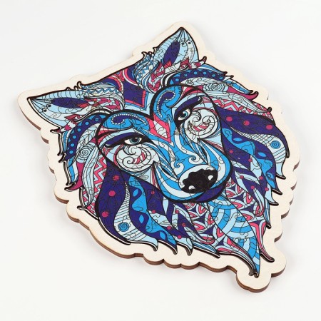 Puzzle wooden figured "Wolf", in the frame-4