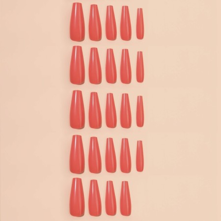 Patching nails, 24 pcs, ballerina shape, orange color-2