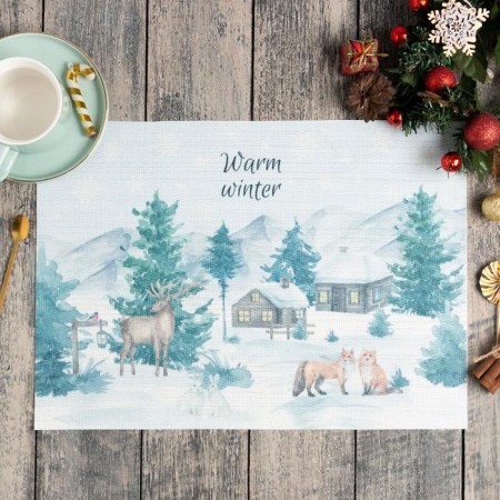 New Year's napkin on the table "Warm Winter" PVC, 40x29 cm