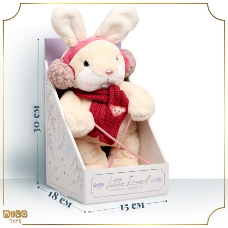 Soft toy "Little Friend", skiing, red scarf-1