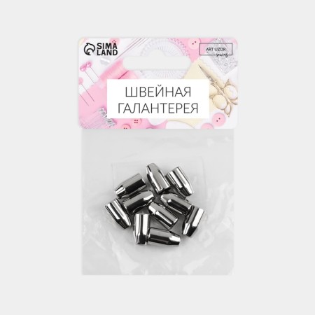 Tip for a cord, d = 3 mm, 14 × 7 mm, 10 pcs, silver color-3