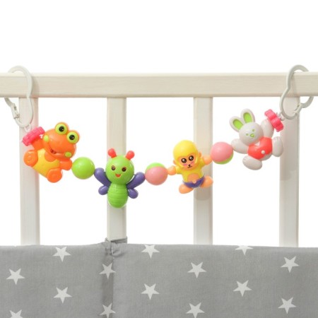 Stretching to a stroller/crib "Monkey and Friends", 4 toys, color mix, crush me-5