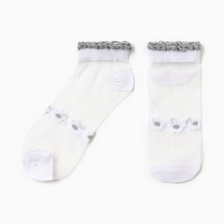 Women's socks glass minku "flowers", white color, size 36-37 (23 cm)-2