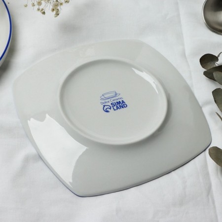 Ceramic “Swallow” plate, 18 x 18 cm, white color-2