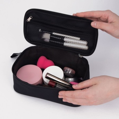 Cosmetic bag with lightning, black color-2